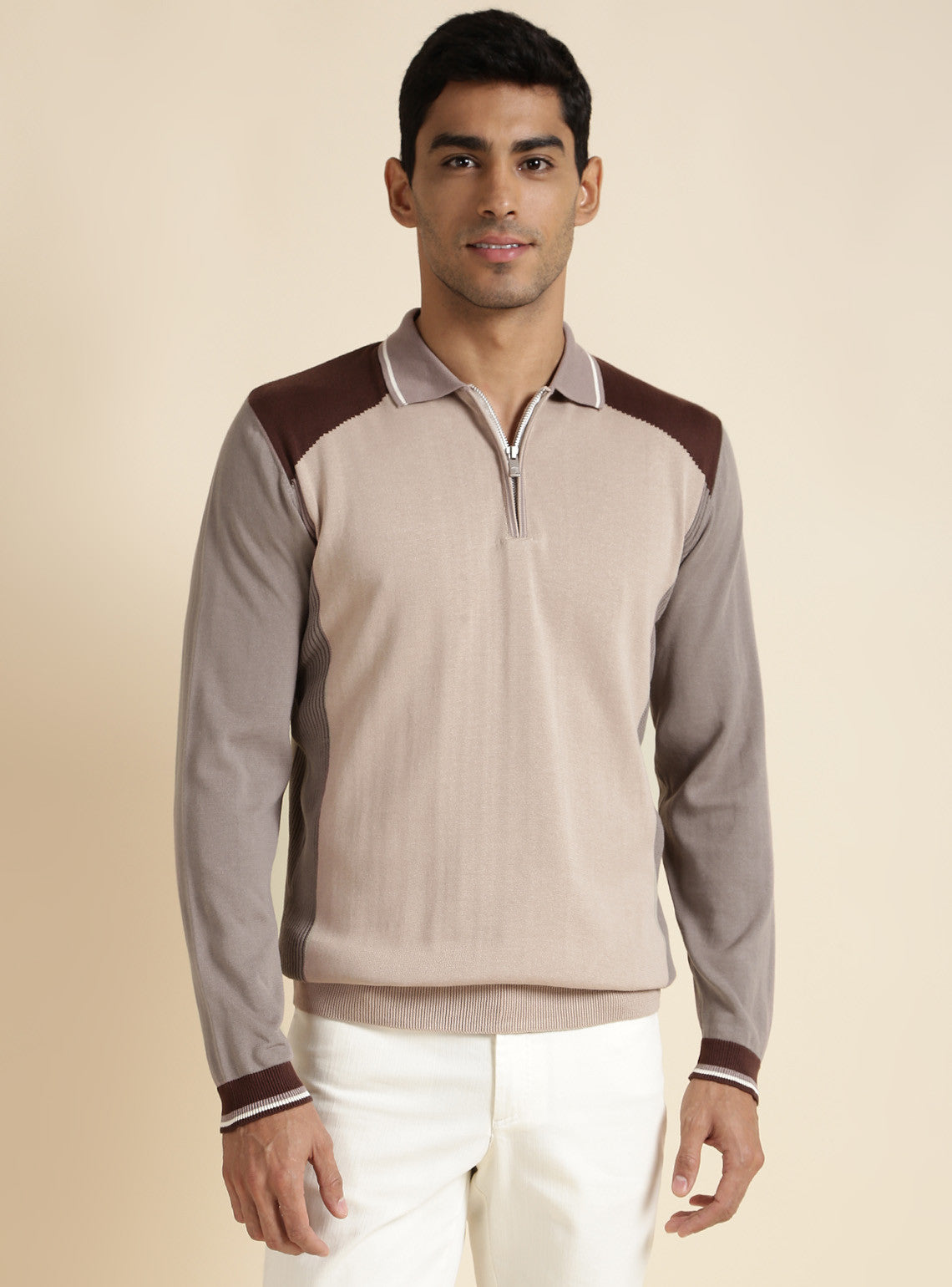 Choco Colour Block Polo Sweater