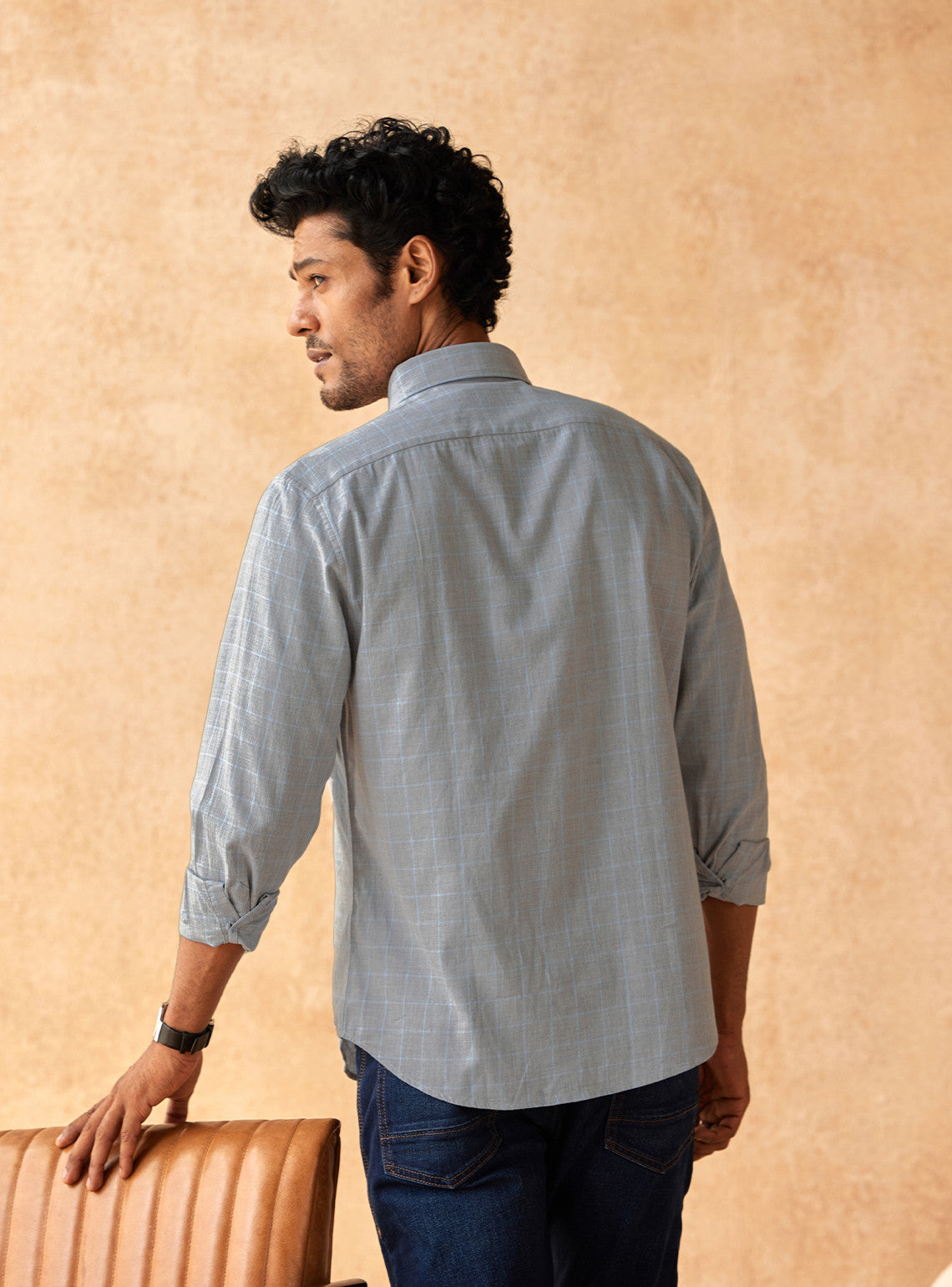 Stone Grey Grid Shirt