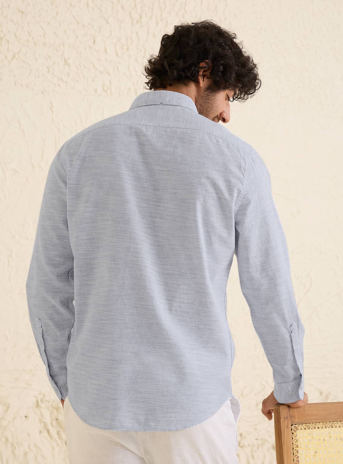 Blue Grit Linen Shirt