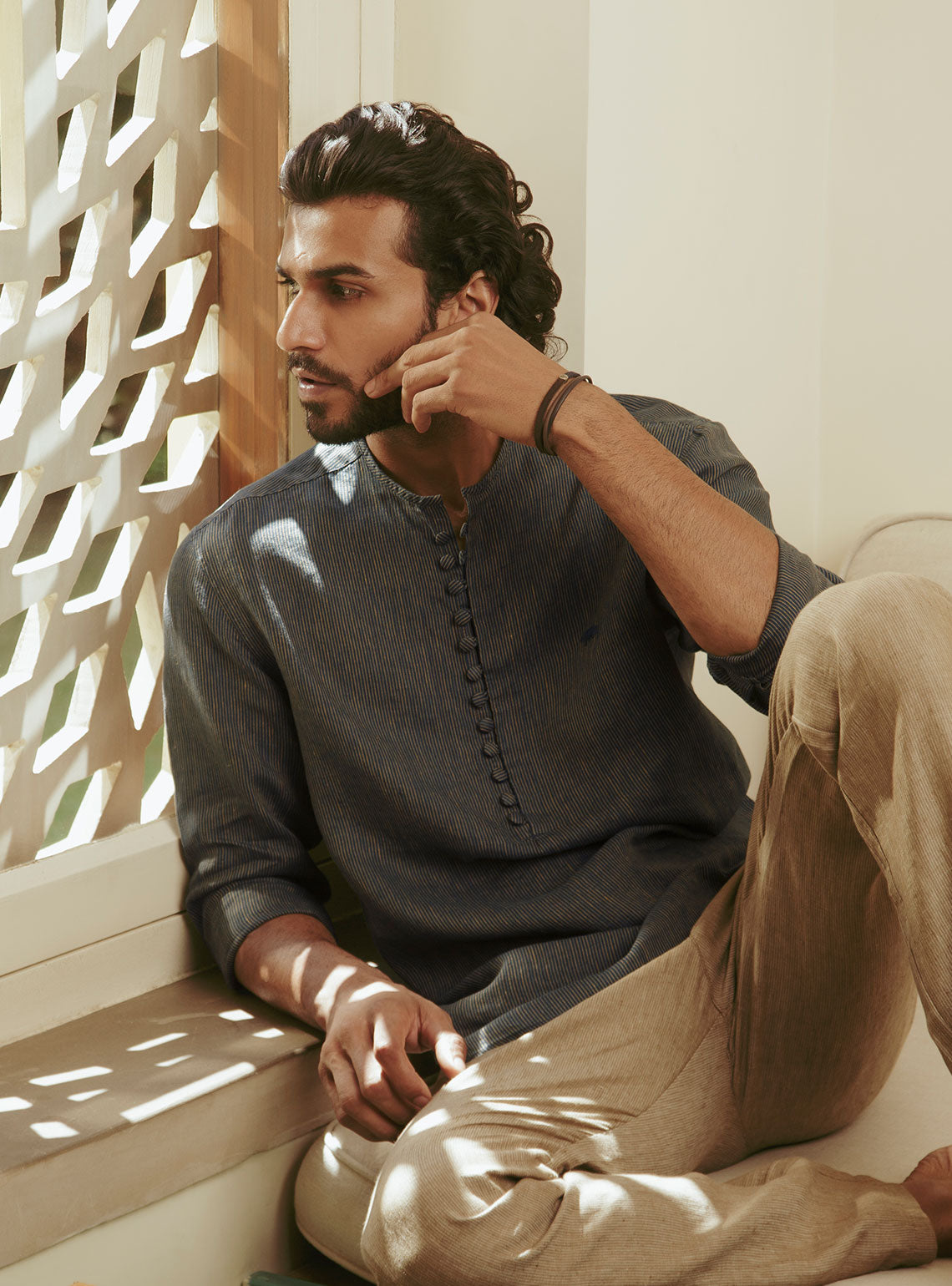 Cobalt Stripe Popover Shirt