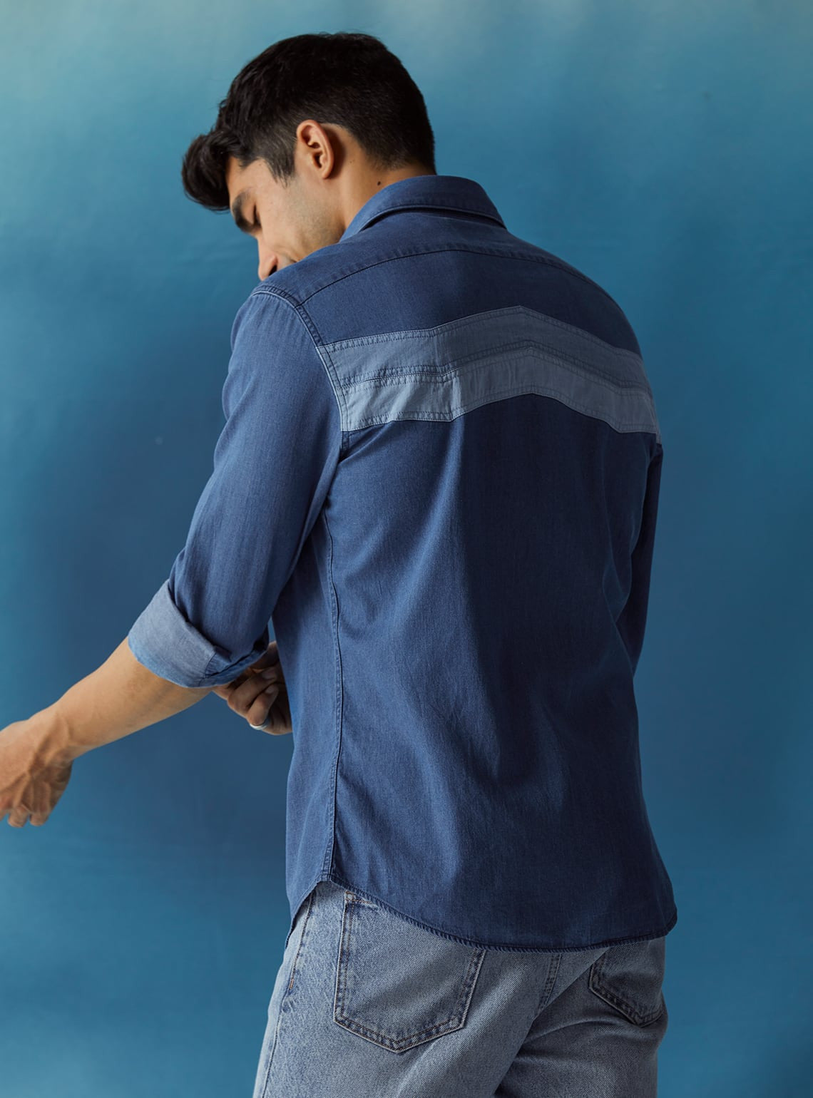 Carolina Colour Block Indigo Shirt