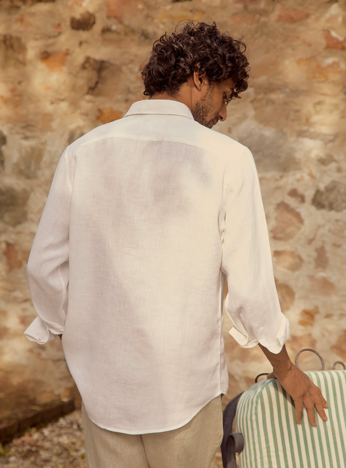 Essential White Linen Orange Mark Shirt