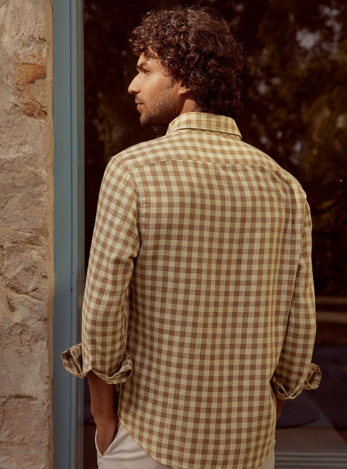 Ecru Brown Check Shirt