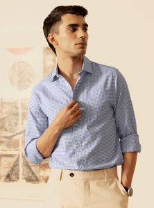 Comet Blue Cotton Check Shirt