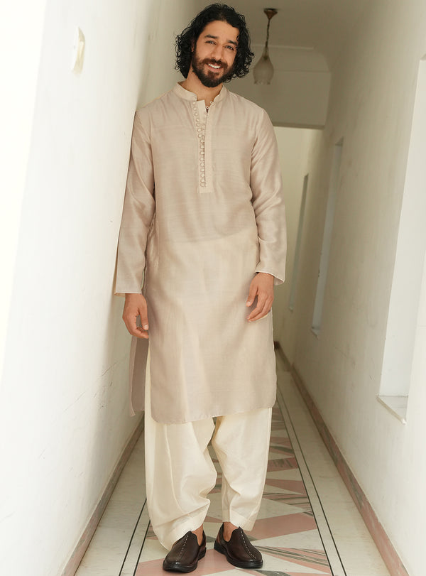 Aira Beige Cotton Silk Pyjama