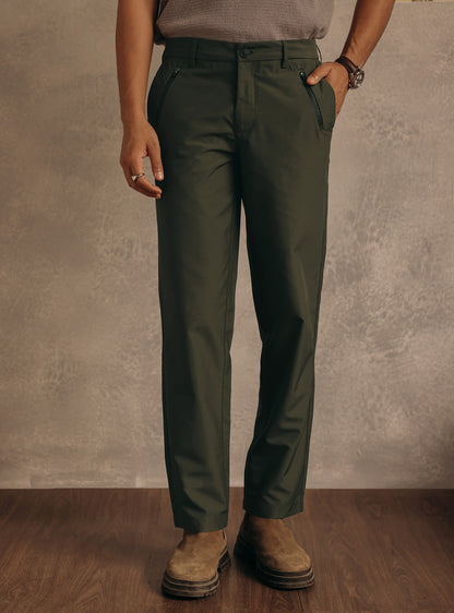 Jungle Olive Poly Twill Trousers