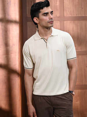 Vista White Cotton Polo