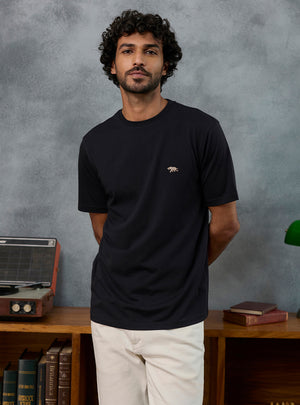 Checkmate Black Cotton Blend Crewneck