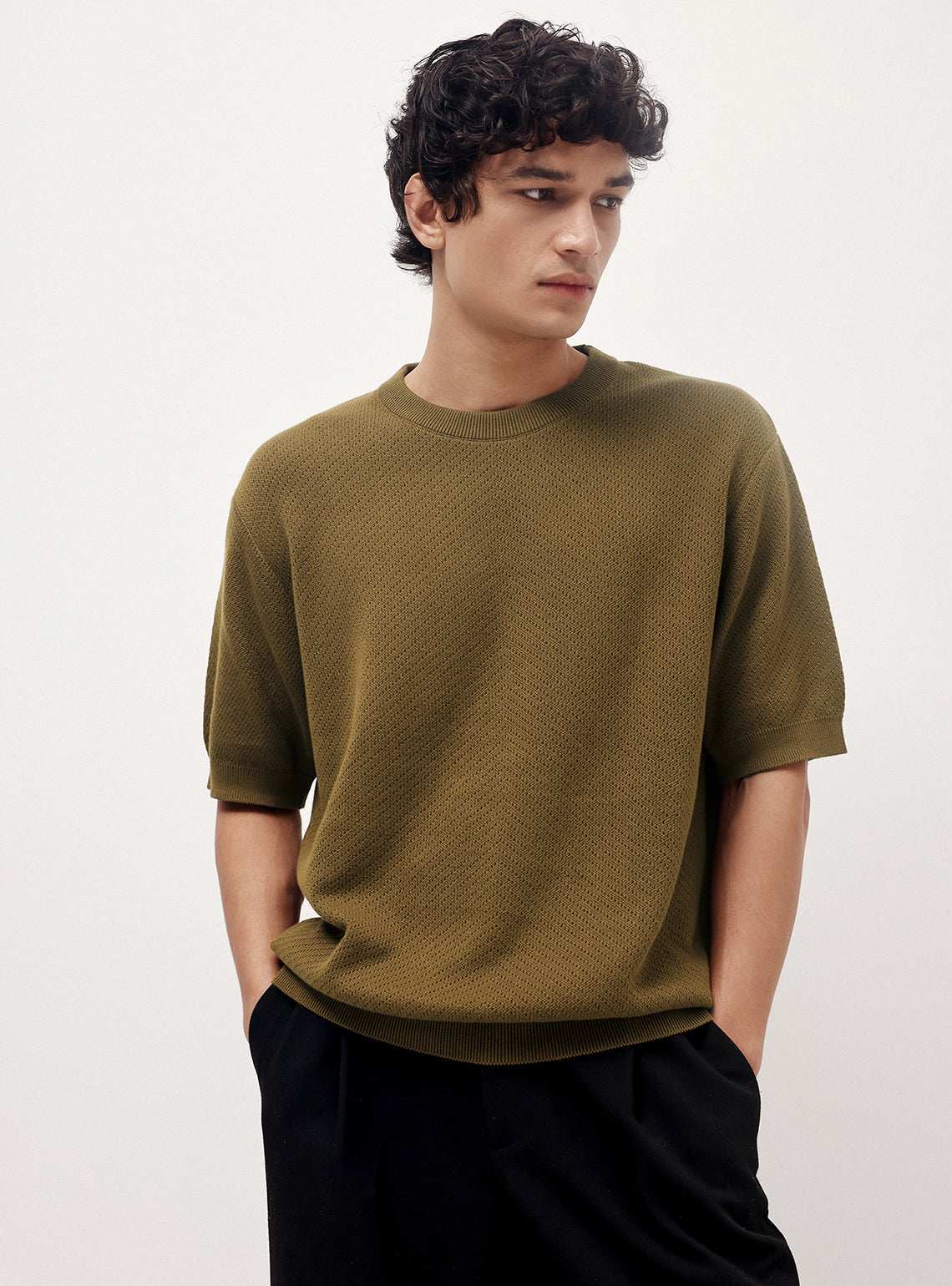 Honey Mustard Cotton Waffle Crew