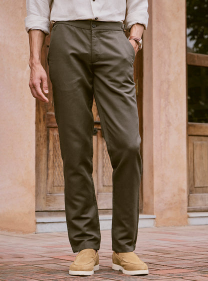 Bronze Olive Cotton Linen Trousers