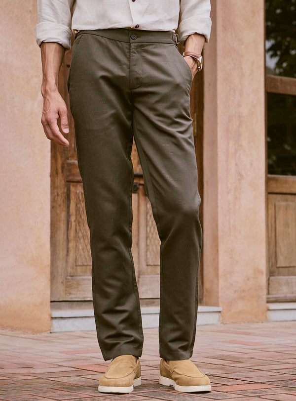 Bronze Olive Cotton Linen Trousers