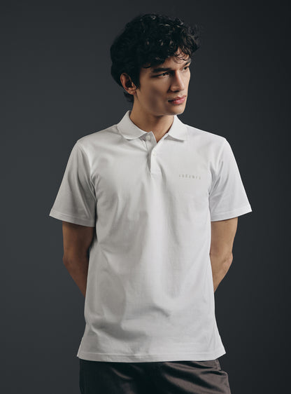 Pure White Compact Cotton Polo