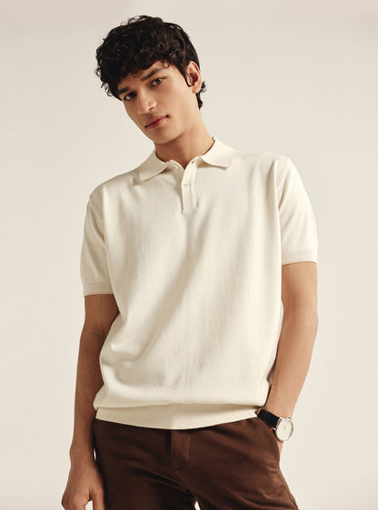 Shell White Cotton Badge Polo