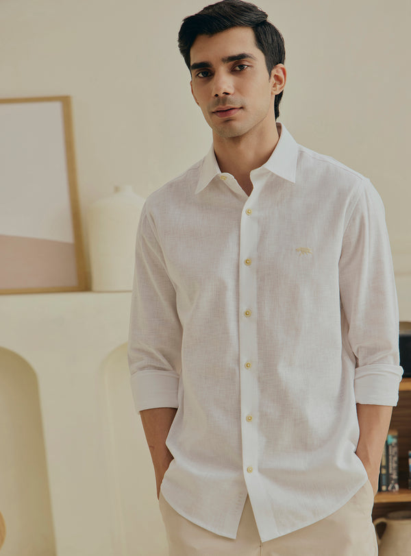 Jasmine White Cotton Slub Shirt