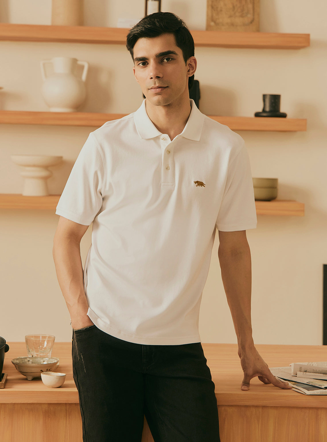 Cream White Supima Cotton Polo