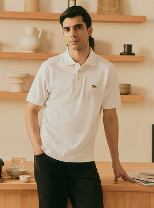 Cream White Supima Cotton Polo