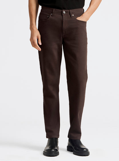 Cocoa Brown Cotton Blend Jeans