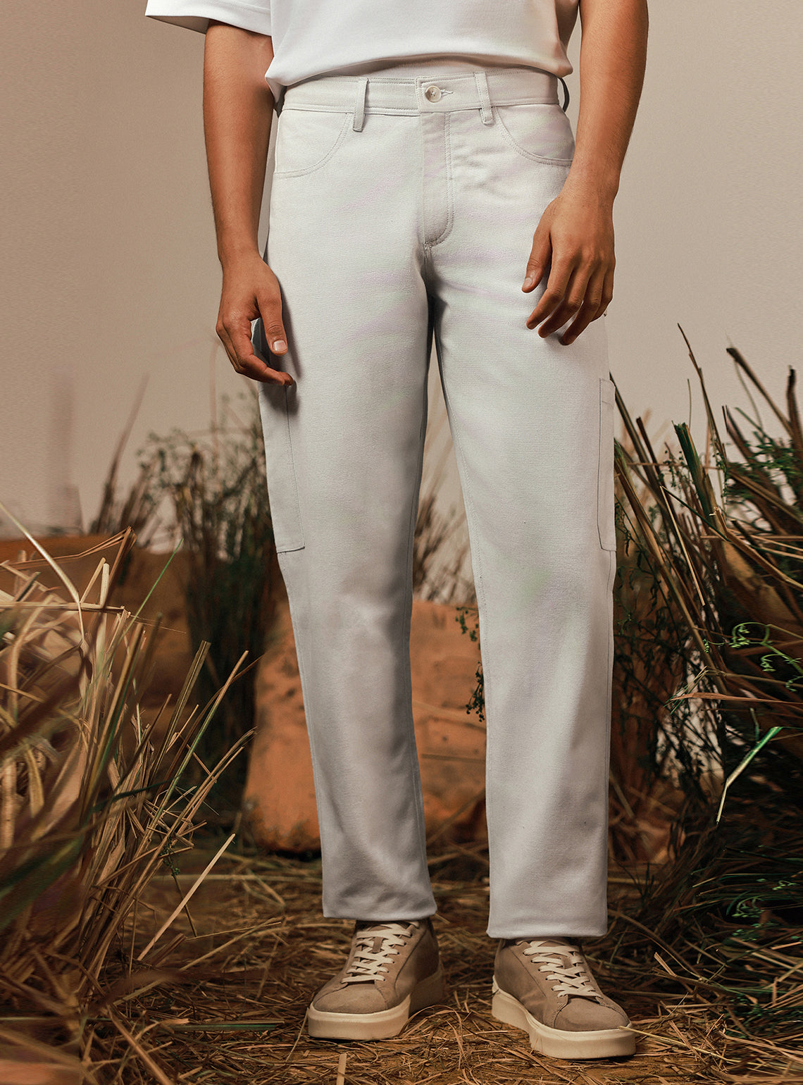 Granite Grey Cotton Cargo Pant