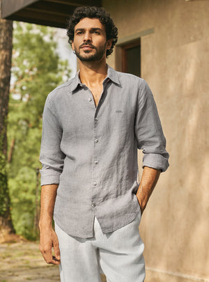 Stone Grey European Linen Shirt