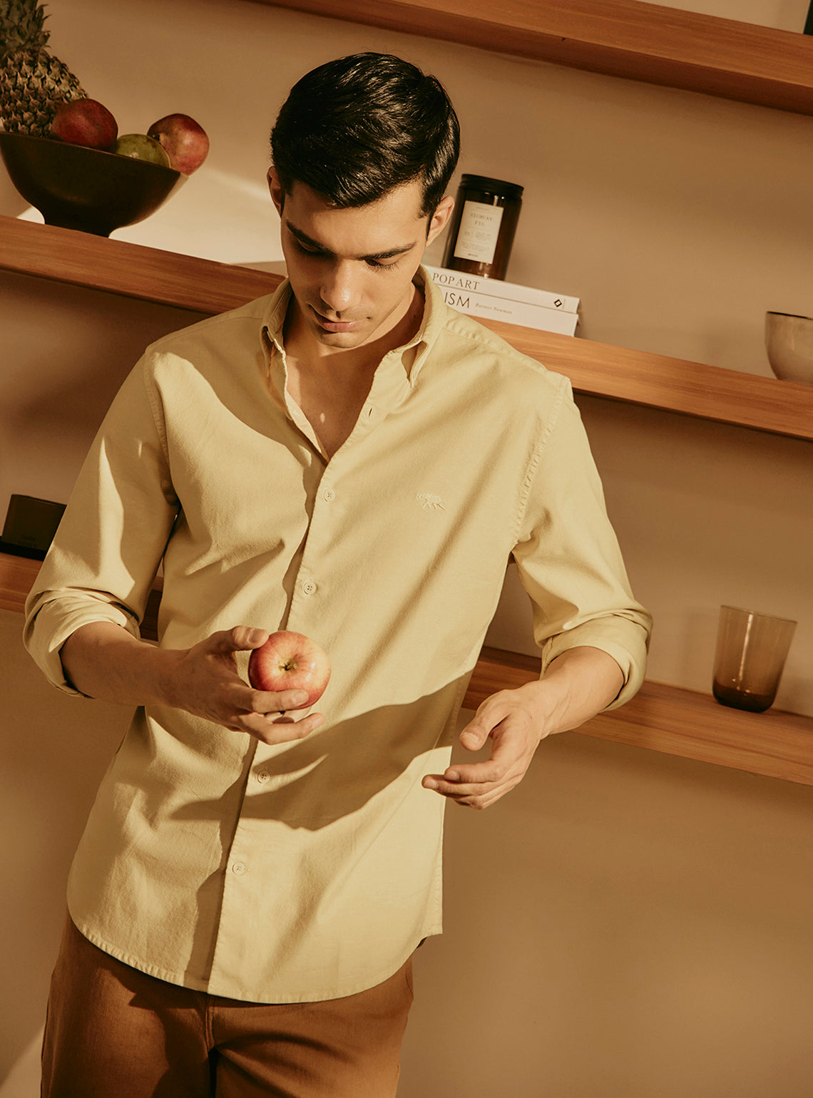 Buttercup Yellow Cotton Stretch Oxford Shirt
