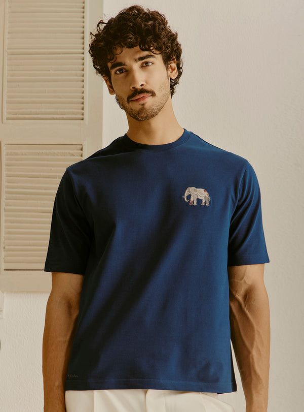 Amalfi Navy Cotton Crewneck
