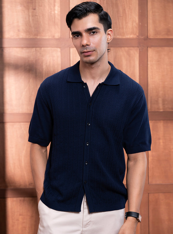 Royal Navy Cotton Cable Knit Shirt