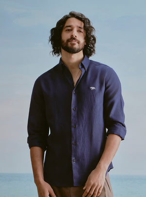 Midnight Navy European Linen Shirt