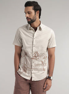 Grey Country Print Shirt