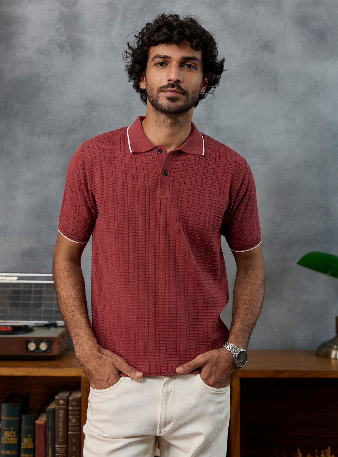 Pink Play Textured Cotton Polo