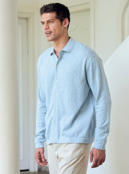 Sail Blue Cotton Pointelle Shirt