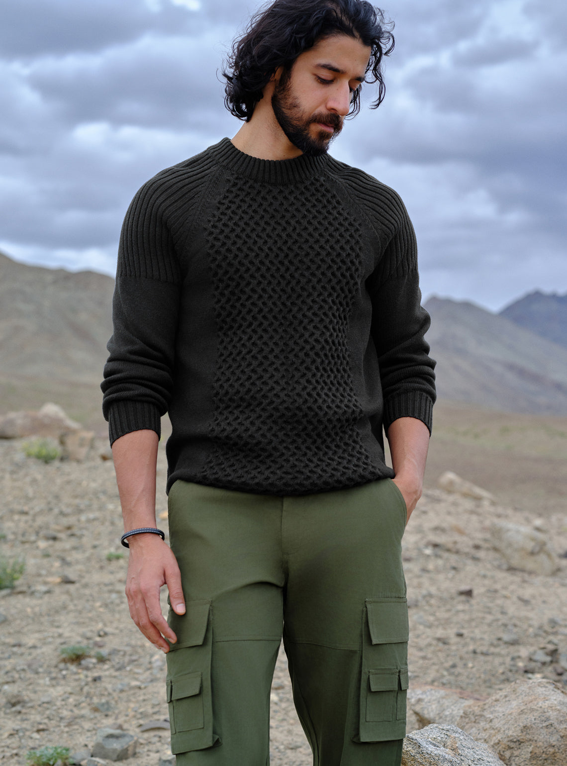 Eclipse Black Cotton Melange Pullover