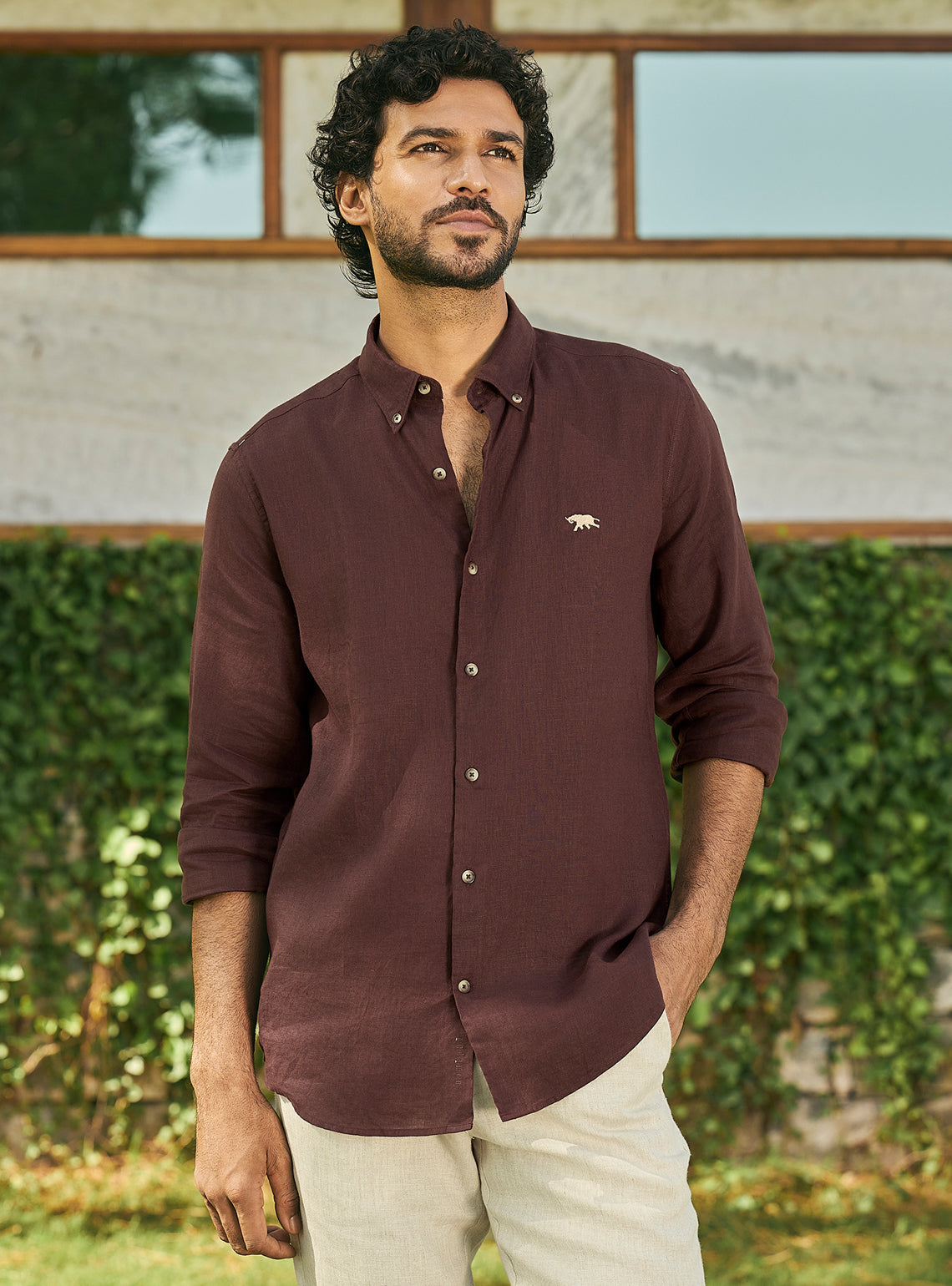 Mulberry Burgundy Linen Shirt