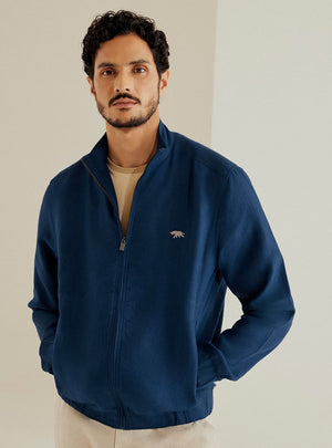 Lapis Linen Bomber Jacket
