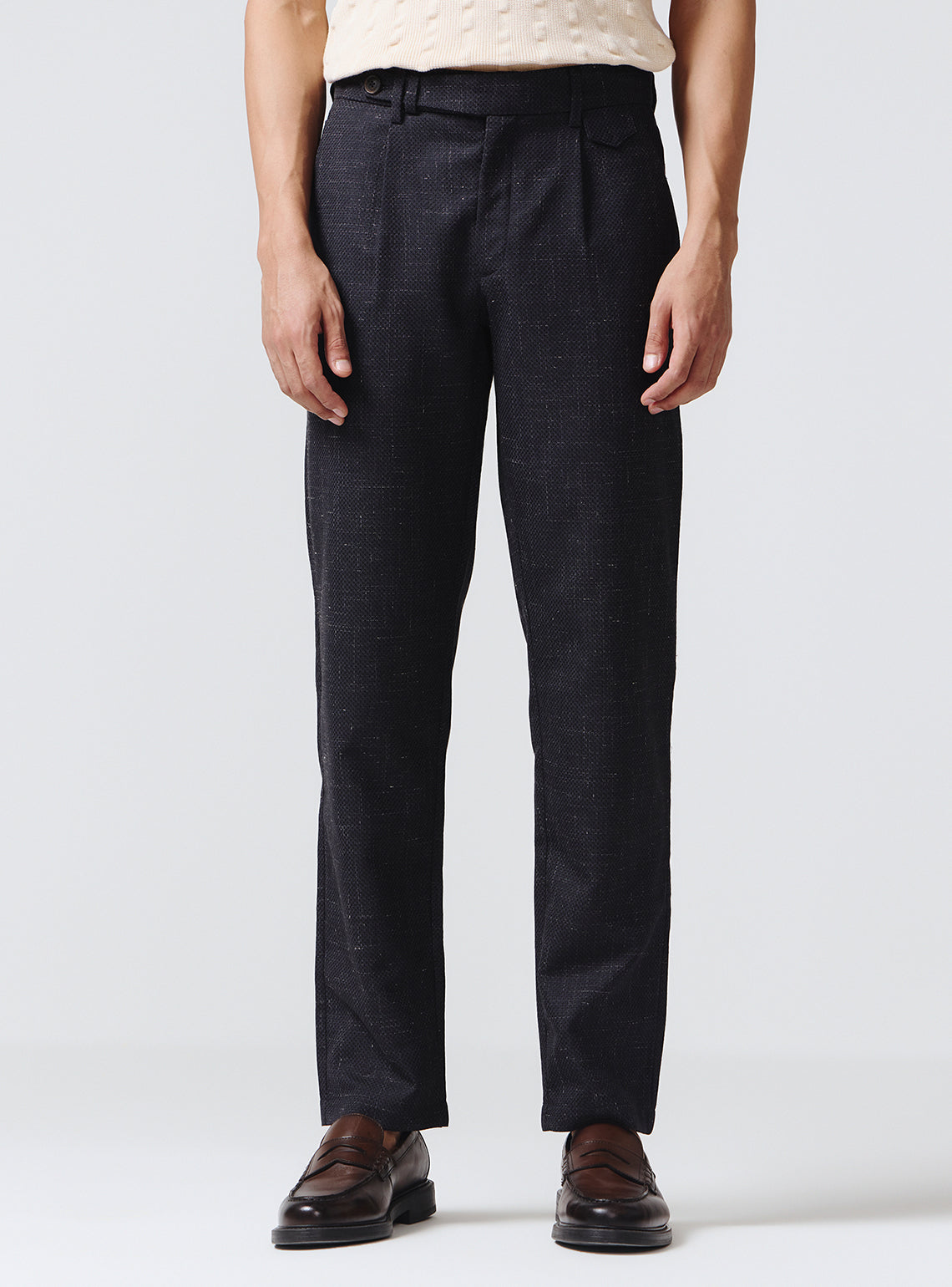 Vulcan Navy Wool Blend Trousers