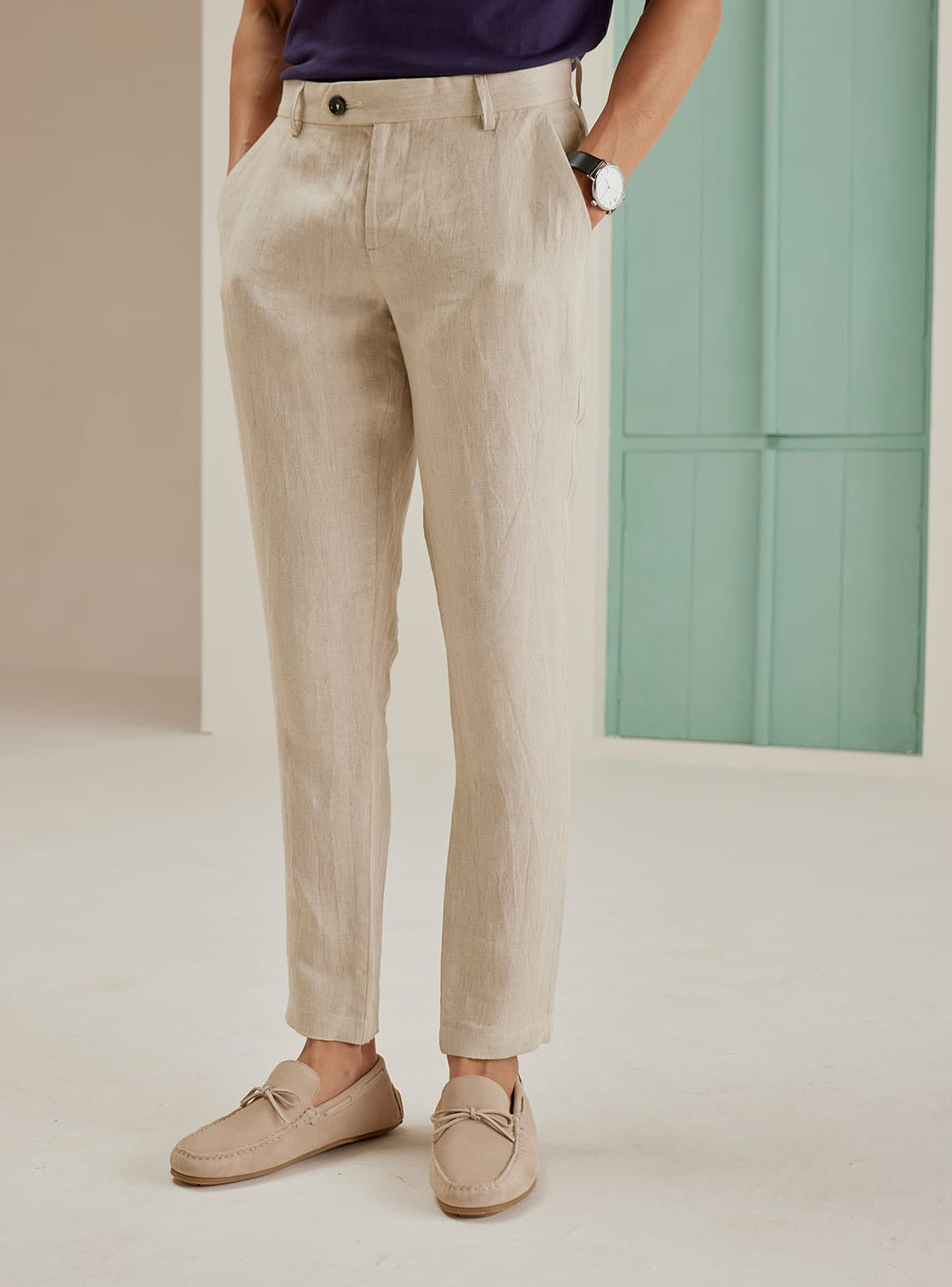 Andamen Khaki Linen Pants Andamen Khaki Linen Pants
