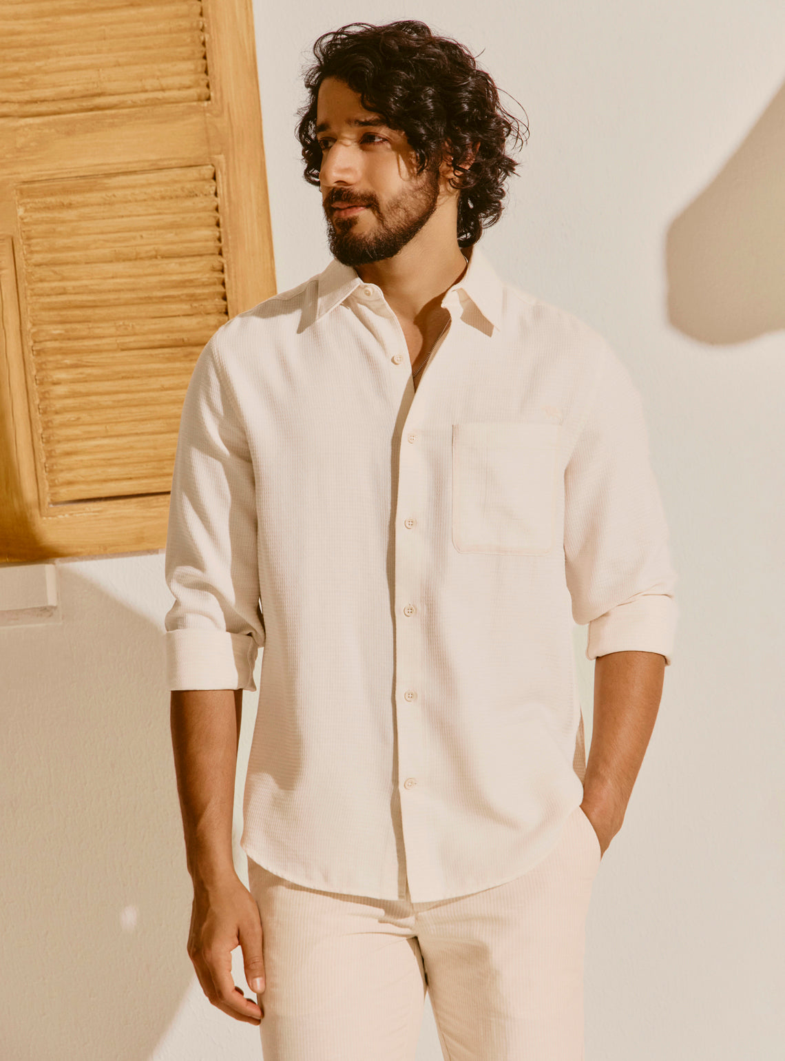Gozo Beige Cotton Blend Shirt