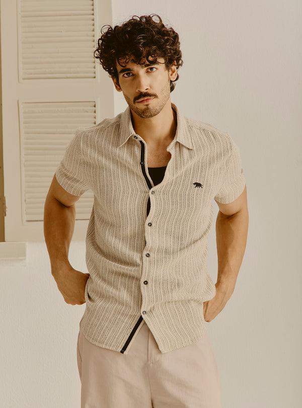 Limassol Khaki Cotton Linen Shirt