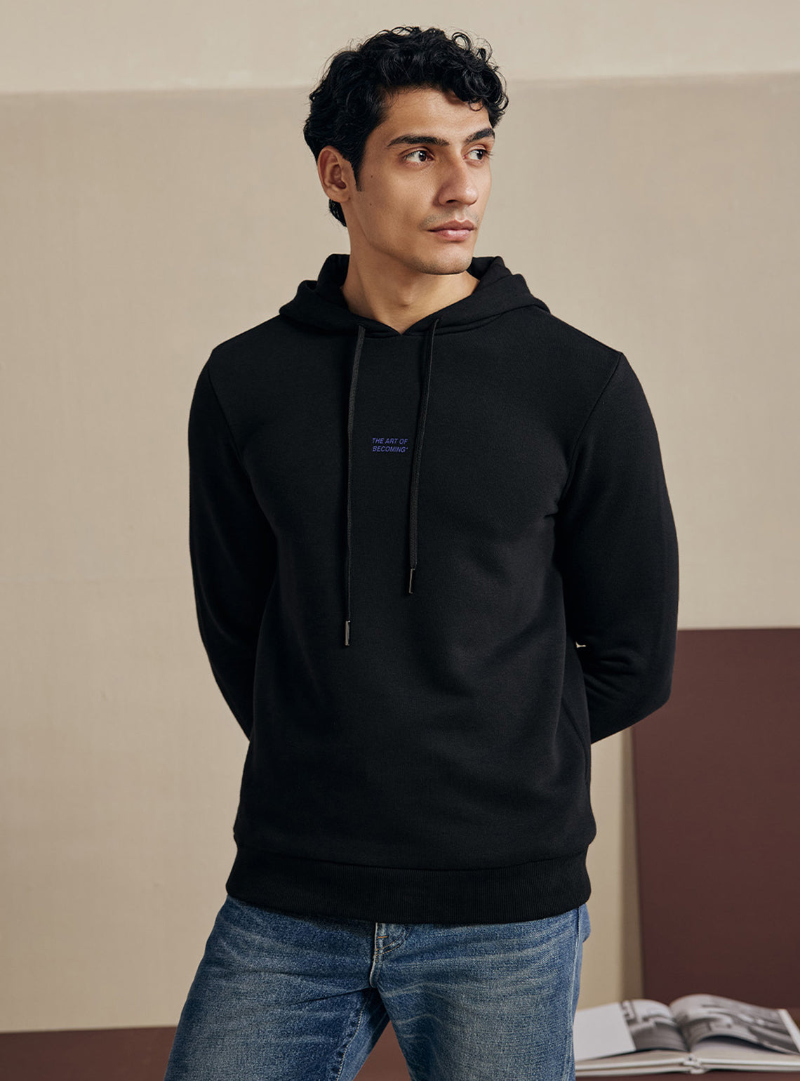 Coal Black Cotton Triblend Hoodie