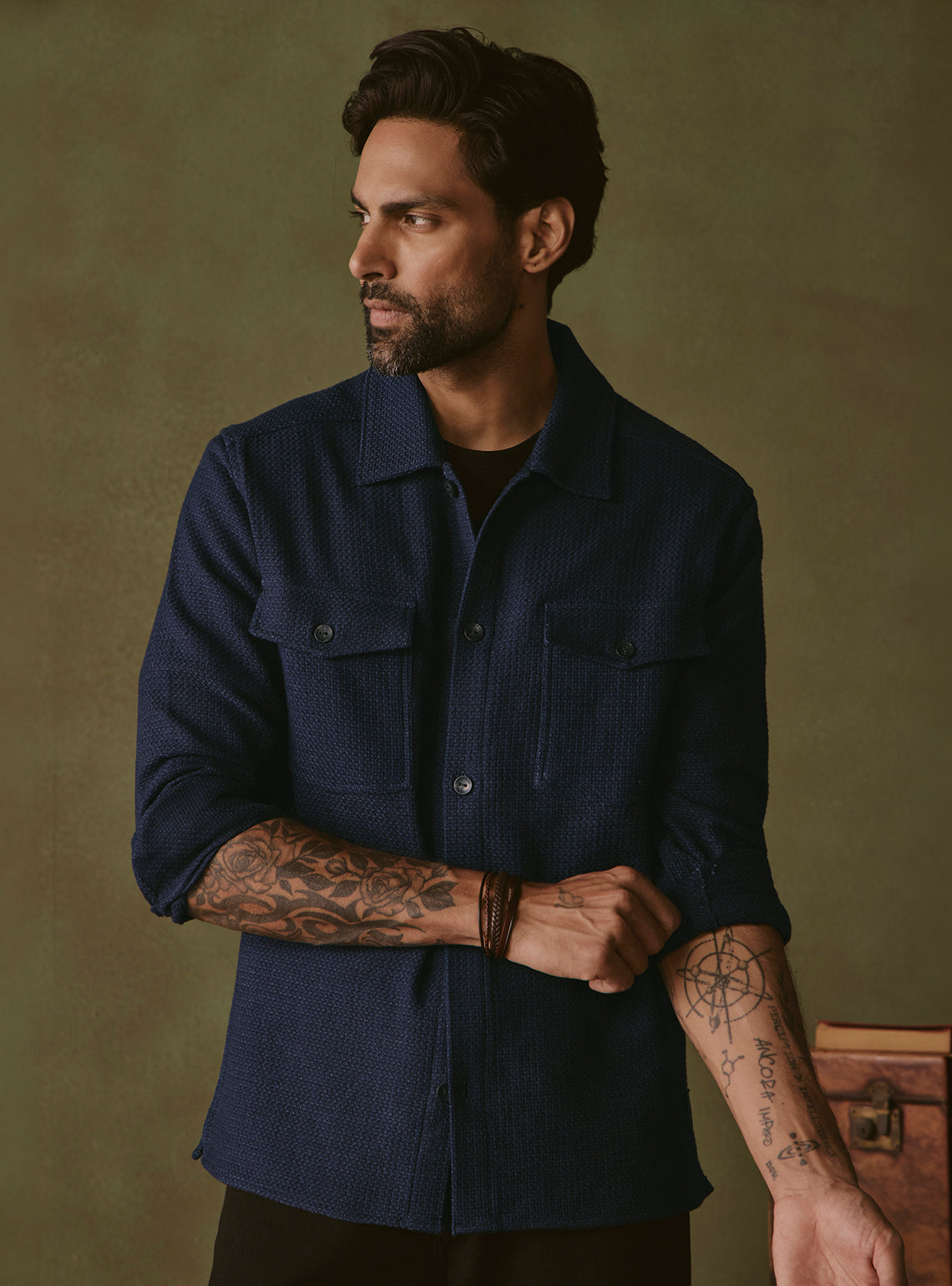 Abyss Indigo Cotton Dobby Overshirt