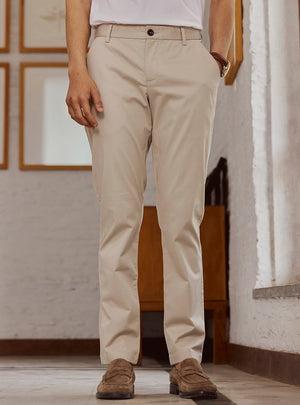 Napa Beige Cotton Stretch Chinos