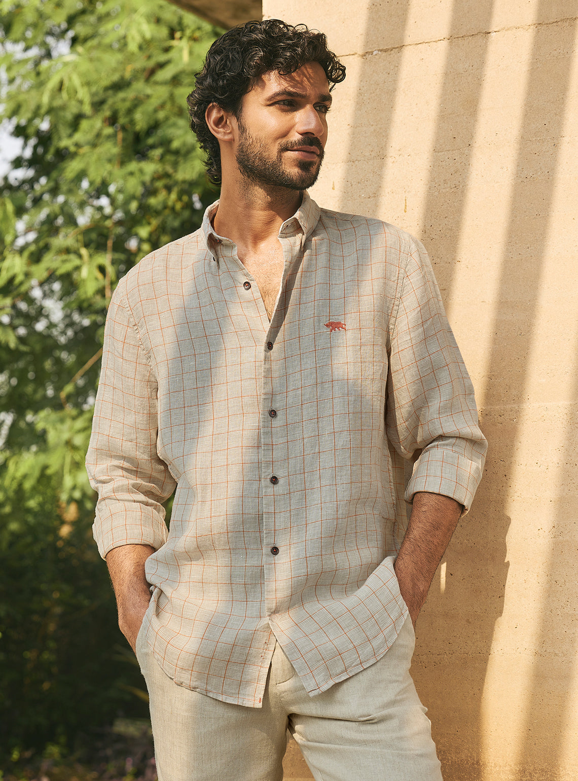 Lyca Grid European Linen Shirt