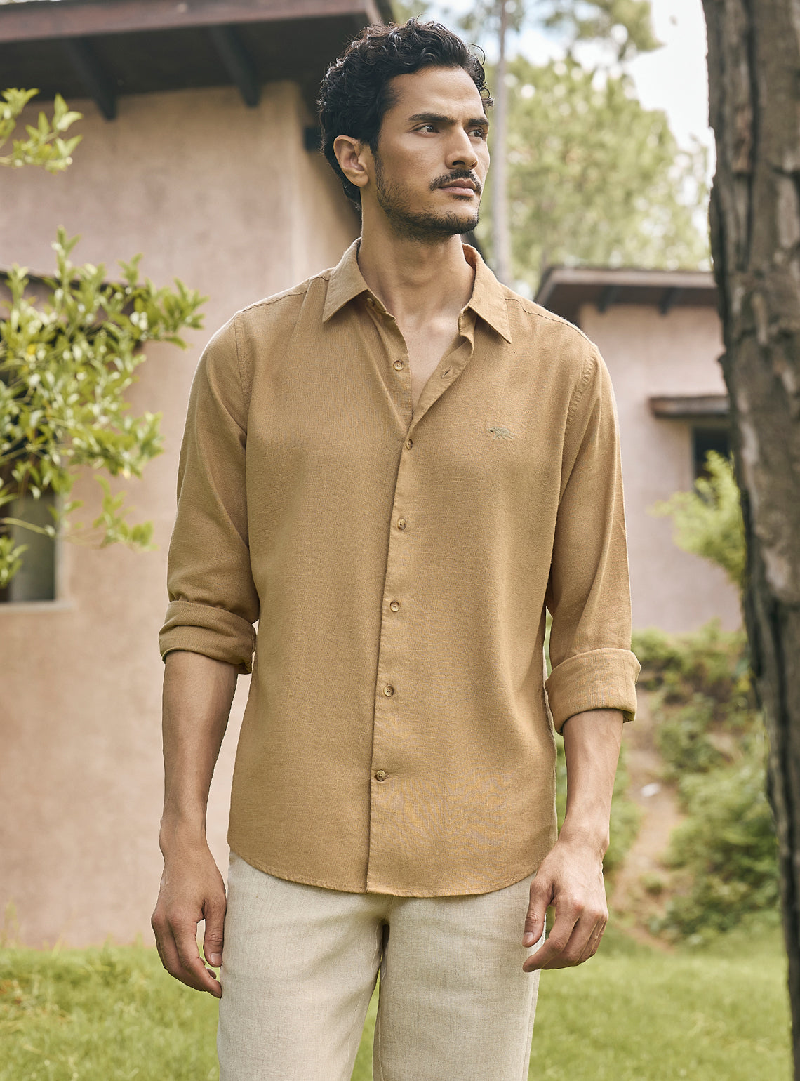 Patina Brown Lyocell Linen Shirt