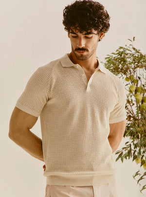 Sardinia Off-White Cotton Knit Polo