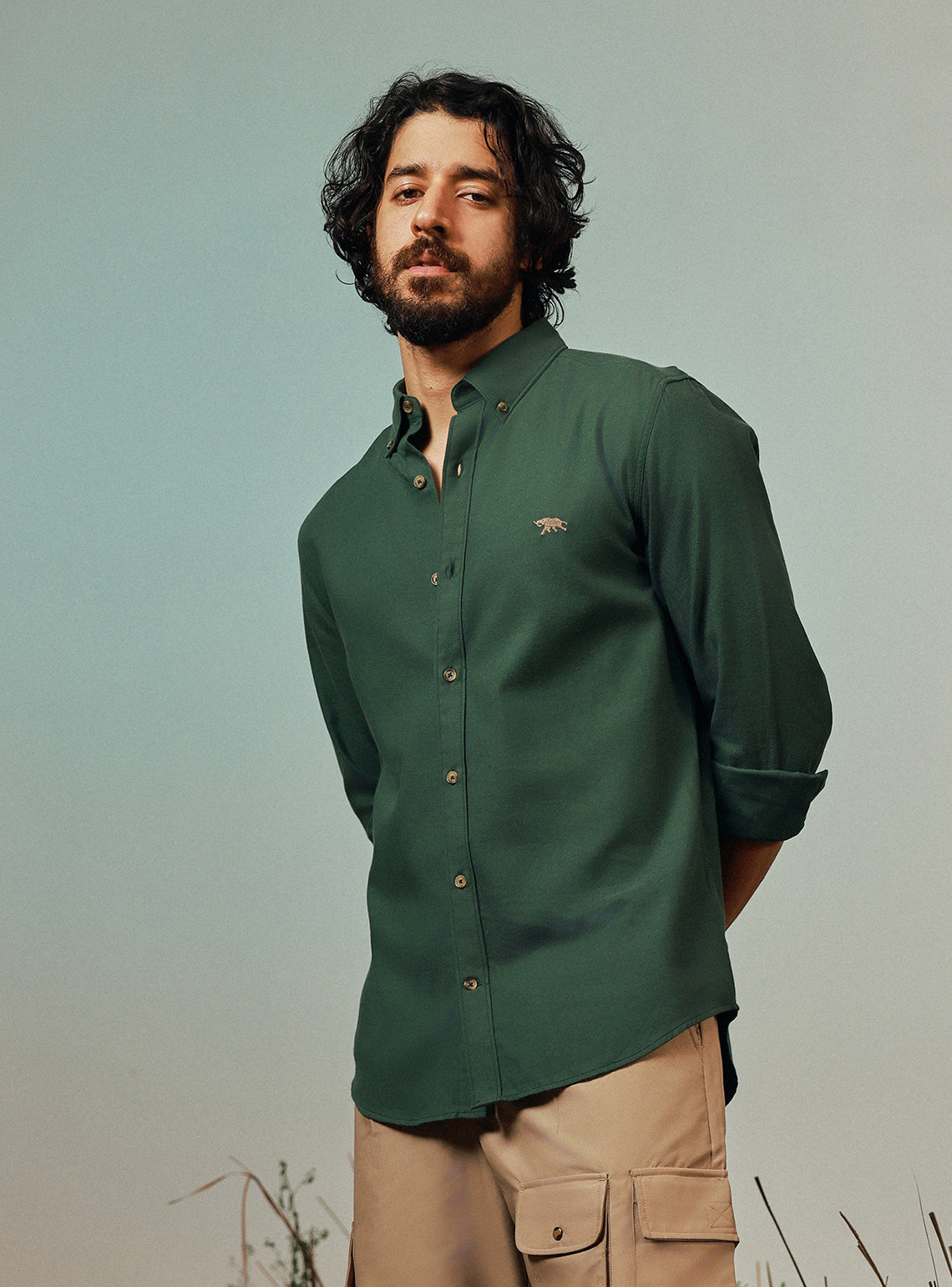 Jungle Olive Cotton Twill Shirt