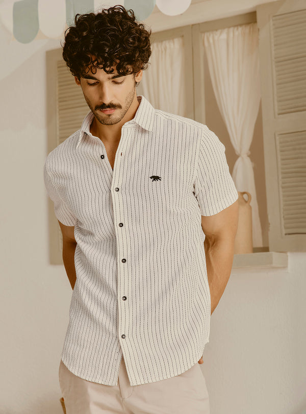 Hydra Off-White Cotton Stripe Shirt