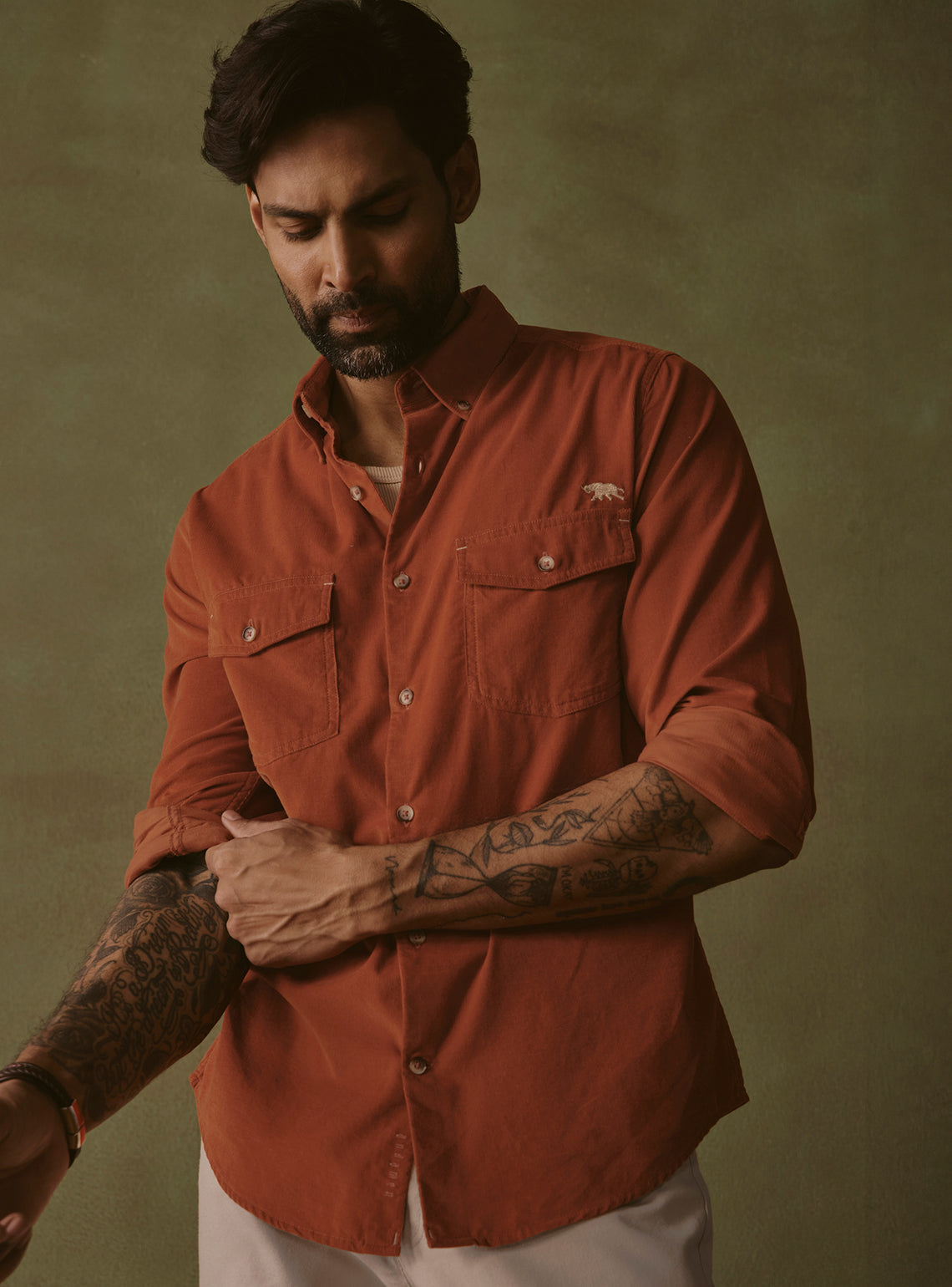 Ember Rust Cotton Tencel Cordruoy Shirt