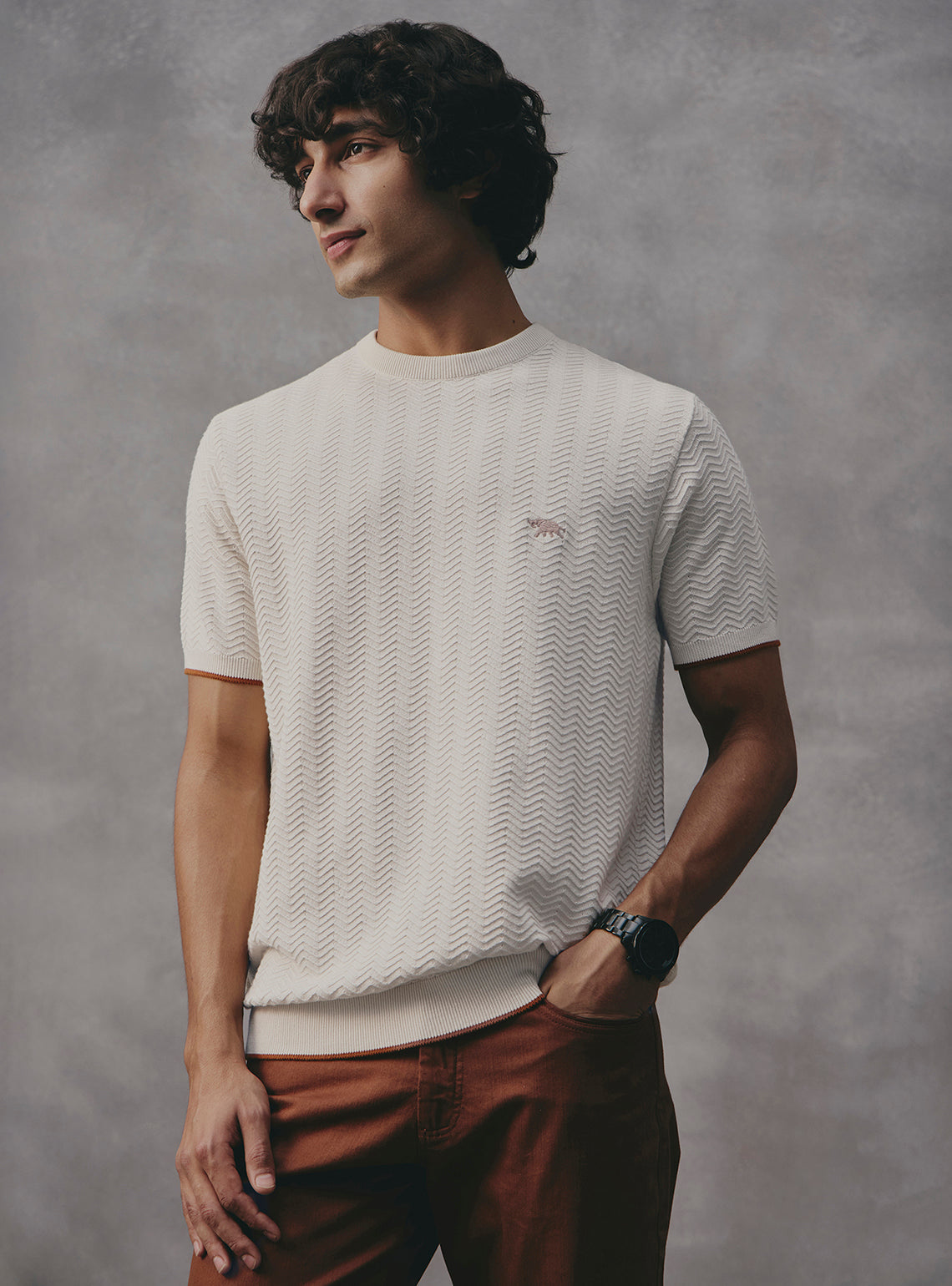 Ivory Off White Cotton Crewneck