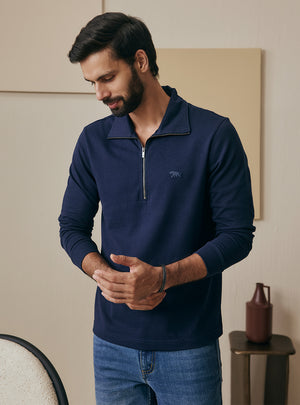 Deep Navy Cotton Sweatshirt