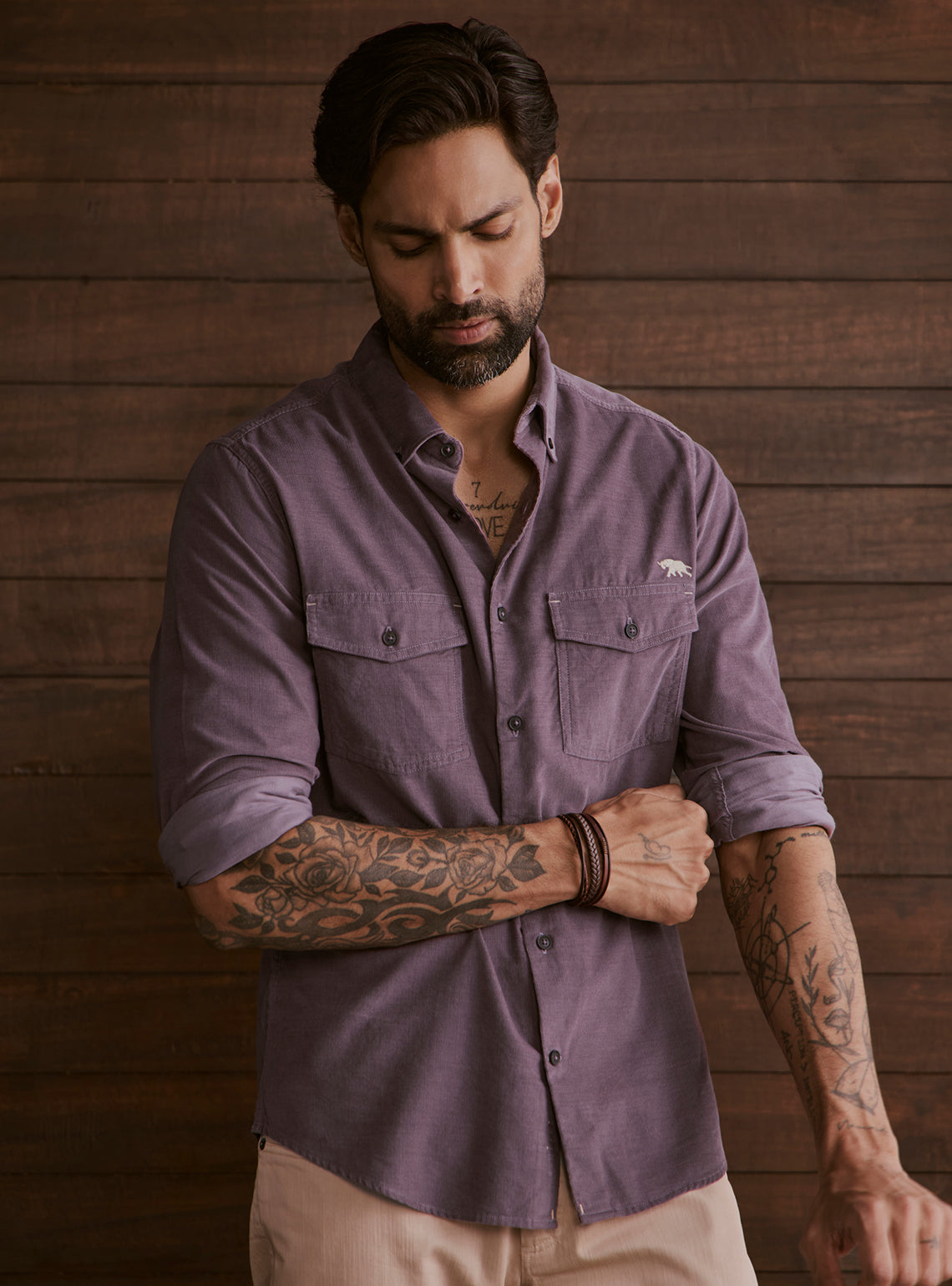 Dusk Violet Cotton Tencel Cordruoy Shirt