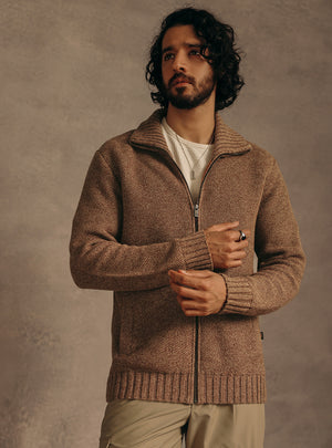 Copper Brown Cotton Melange Bomber Jacket